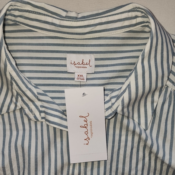 Maternity Ingrid & Isabel Long Sleeve White and Blue Shirt Size XXL - Picture 7 of 8